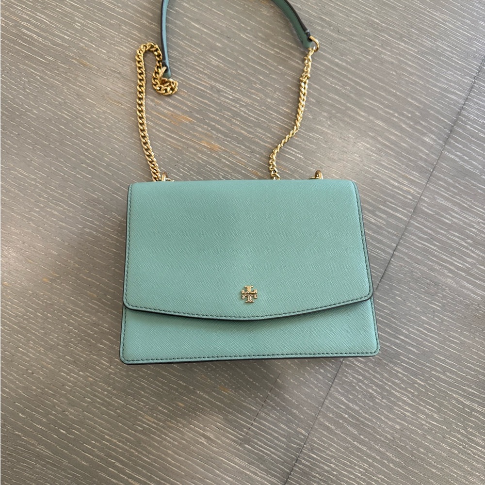 Tory Burch Green Gold Crossbody Bag
